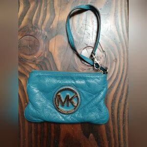 Michael Kors Teal Wristlet with MK Emblem